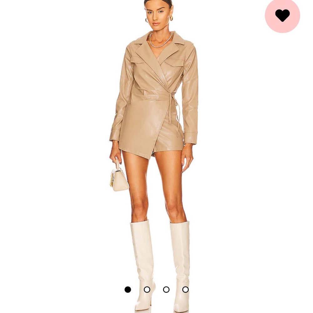 Chantel leather romper in nude